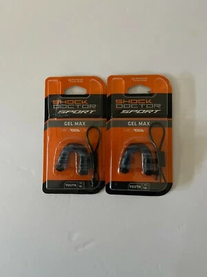 *NUEVO* "PAQUETE DE 2" Shock Doctor Sport Gel Max Protectores Bucales, Juveniles 10 y MENORES, Negro Foto 1 de 2