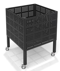 Carro de almacenamiento de pelota deportiva móvil 80x80x80cm - negro brillante - Imagen 1 de 8
