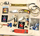 Elvis Presley Hardware LOT Keychains Knives Earrings Magnet Pinbacks Bangles