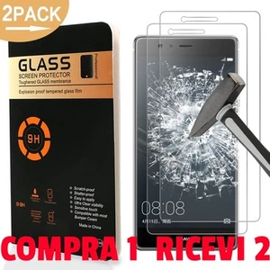 PELLICOLA VETRO TEMPERATO (2x) PER HUAWEI P9 LITE PROTEGGI SCHERMO DISPLAY LCD - Foto 1 di 1