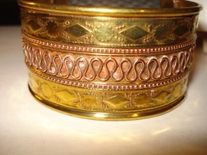 Bracciale grande largo design ottone Coppertone nuovo nichel free India - Foto 1 di 7