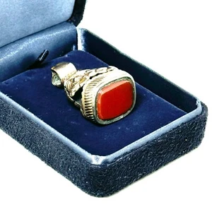 Antique Ecuadorian Gold Gilt FOB Charm with Carnelian Intaglio - Picture 1 of 5