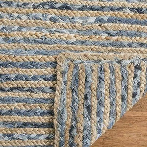 Runner Rug Jute & Denim Reversible Handmade Braided Style Rug Rustic Look Rug - Picture 1 of 10