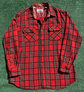 VTG 90’s Gander Mountain 100% Wool Plaid Distressed Flannel Shirt Men’s XL Tall - Picture 1 of 10