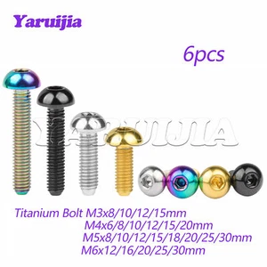 6pcs Titanium Bolt M3/M4/M5/M6x6 8 10 12 15 16 18 20 25 30mm Button Hex Ti Screw - Picture 1 of 11