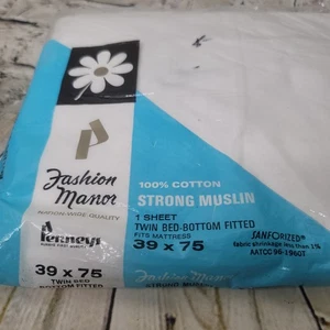 Sábana Ajustable De Colección Moda Manor Para JCPenney Blanca Cama Doble Nuevo en Paquete 39 x 75 Muselina - Imagen 1 de 4