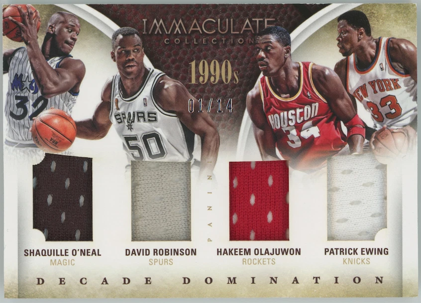 O'Neal Robinson Olajuwon Ewing 2013-14 Immaculate Collection Quad #13 /14 31373 - Image 1 of 3