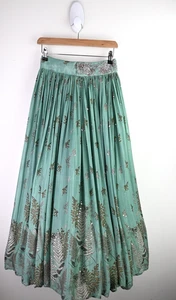 Vintage hand made beaded silk full skirt in aquamarine size UK6 - Picture 1 of 12