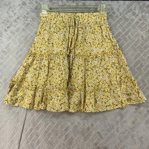 SheIn Girls Small 6 Skirt Yellow Floral Tiered A Line Long Knee Length - Picture 1 of 10
