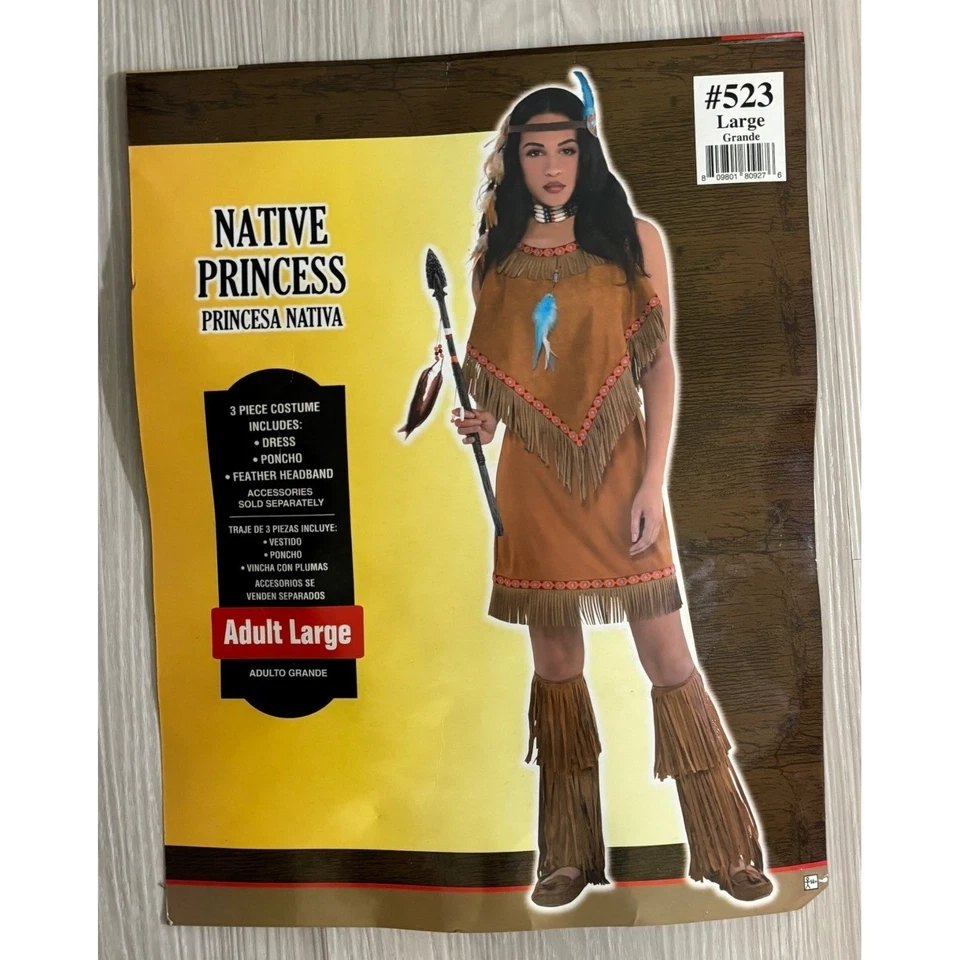 Disfraz de princesa nativa para mujer grande vestido de Halloween poncho diadema Foto 1 de 4