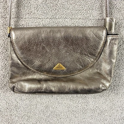 Bolso Cellini Bandolera Cuero Bolso sin asas Metálico Dorado Bronce Sobre De Colección Foto 1 de 4
