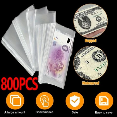 800_Pcs_4-Size_Sleeves_-_Clear_Protection_for_Banknotes,_Stamps,_Collector_Use - Image 1 of 4