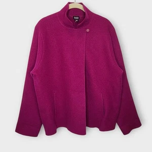 Eileen Fisher Boiled Wool Jacket M Dark Fuchsia - Picture 1 of 7