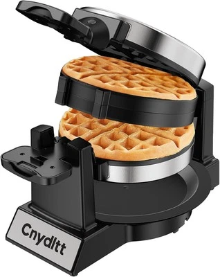 Double Waffle Maker, 1400W Rotating Belgian Iron with Nonstick Black  - Image 1 of 4