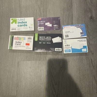 Staples 3" x 5" Graph Ruled White Index Cards Lot Of 5 Plus 1 Bonus 4X6 Pack New - Image 1 of 3