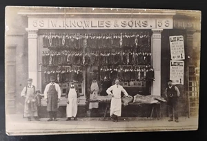 W. J. Knowles & Sons, Butchers - Likely (see card) Preston Real Photo Postcard - Picture 1 of 2