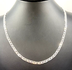 Collar de cadena de anclaje plano de plata de ley/925 de 4 mm de 20"" de largo - Imagen 1 de 8