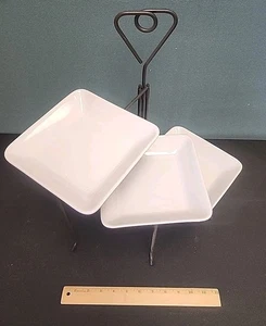 Pampered Chef Simple Additions 3 Tiered Metal Swivel Serving Stand Incl 3 Plates - Picture 1 of 5