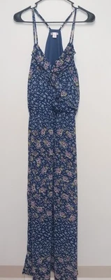 Xhilaration XL Maxi Long Dress Blue Floral Spaghetti Straps (W) - Image 1 of 4