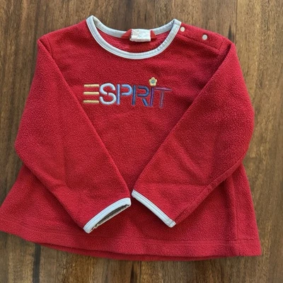Vintage Y2K Esprit Toddler Red Fleece Pullover 3T Spellout Logo Embroidery Foto 1 de 4