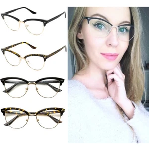 Clásico Vintage Retro Gato Ojo Estilo Lente Transparente Gafas Moda Marco Nuevo - Picture 1 of 6