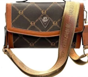 NWT Valentino Orlandi Italy "V" Lock Printed Crossbody Wallet V-3001 Purse - Picture 1 of 6