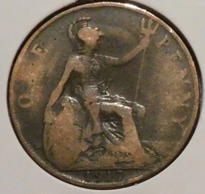 Moeda britânica - 1917 (usada) - King George V [548] - Imagem 1 de 2