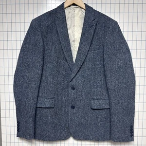 ASOS 40 R Harris Tweed Blue Check Blazer Sport Coat Jacket - Picture 1 of 9