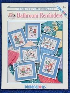 Cross Stitch Pattern Bathroom Reminders Witty Animals Bear Pig Elephant OOP - Picture 1 of 1