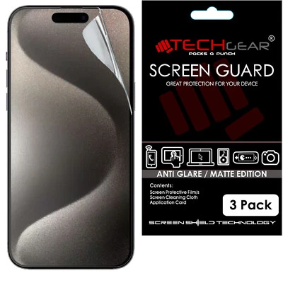 3 Pack TECHGEAR MATTE ANTI GLARE Screen Protectors for iPhone 15 Pro Max 6.7"