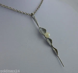 Kette mit echte Perle-Anhänger / 835er Silber / Goldschmiedearbeit!! - Bild 1 von 8