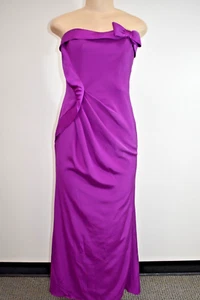 Bagley Mischka PurpleSilk Satin Long Evening Dress Size 10 On Sale mz - Picture 1 of 10