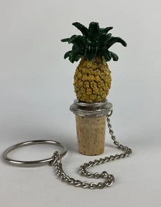 WTU Pewter Pineapple Wine Stopper Cork Heavy With Chain And Loop A15 - Picture 1 of 6