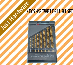 8 Pc HSS TWIST DRILL BIT SET 3 - 10mm TITANIUM DRILL BITS New - Picture 1 of 2