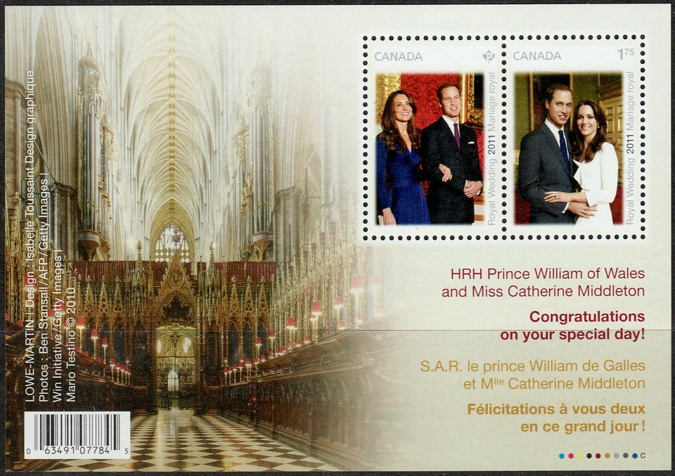 Canada — S/S — Wedding Day: Catherine Middleton & Prince William #2465b — MNH - Image 1 of 1