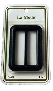 "Nuevo en caja La Mode hebilla de cinturón negro nuevo stock antiguo 2,5"" H 2"" W" - Imagen 1 de 2