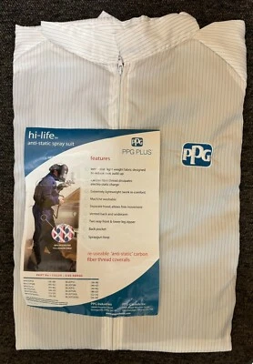 PPG WHITE Anti Static Breathable Auto Painting Coveralls Spray Suit - Image 1 of 3