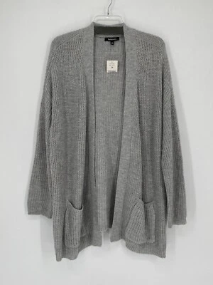 Relativity Gray Sweater Cardigan W Pockets & Cross Cross Sides Womens Plus Sz 2X - Image 1 of 4