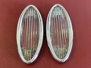 1930 's 1940 's ART DECO INTERIOR DOME LIGHT GLASS LENS AND BEZEL PAIR - Picture 1 of 8