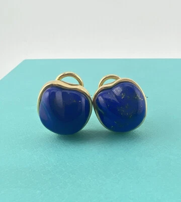 De colección. Pendientes Tiffany & Co Elsa Peretti Oro 18k Lapislázuli Pepita Clip 14g Foto 1 de 4