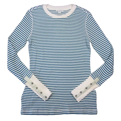 Camisa Sundance Mujer S Verde Azulado Blanco Rayas Tejido Gofre Termal Terciopelo Puño Acogedora Foto 1 de 4