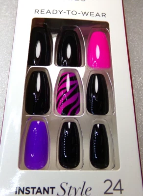 PEGAMENTO PARA UÑAS KISS ON Mediano, Púrpura Brillante, Negro, Rosa Foto 1 de 3