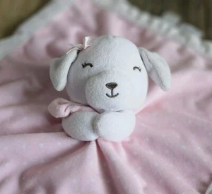CARTER'S Baby Girl Puppy Lovey White Pink Polka Dot Plush Toy Security Blanket  - Picture 1 of 4