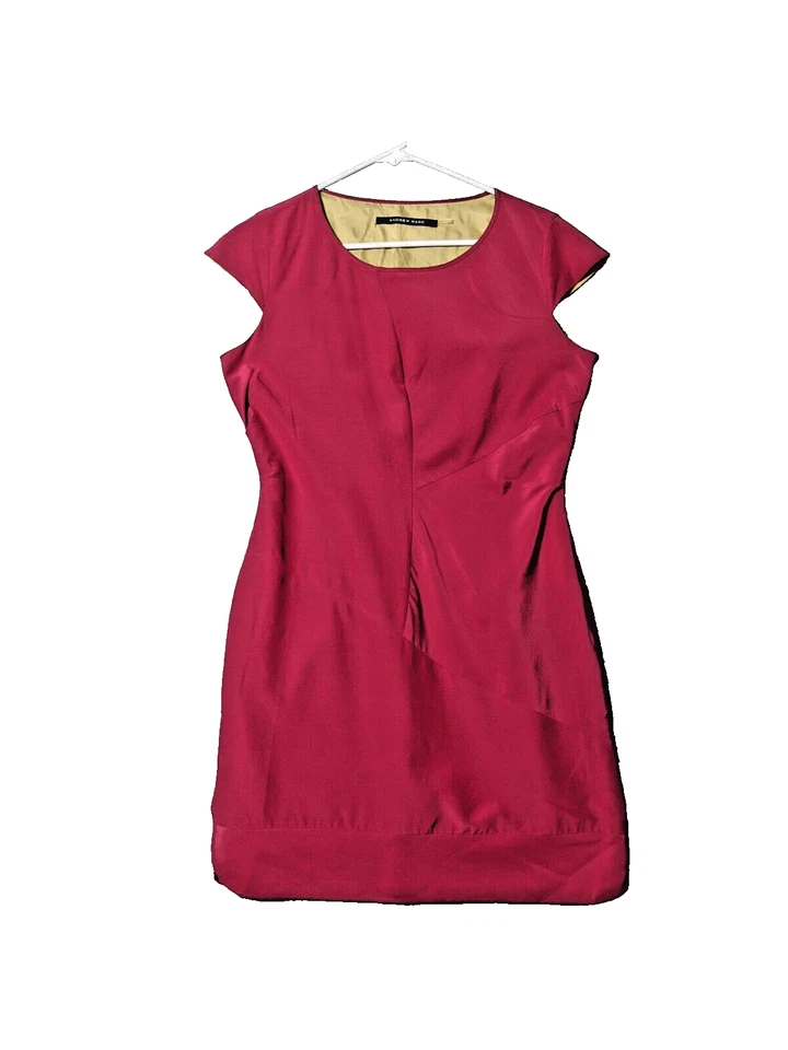 Vestido vaina de seda ANDREW MARC TALLA 8 para mujer manga gorra informal oficina rojo liso Foto 1 de 4