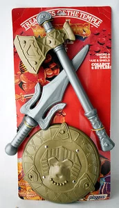 RARE VINTAGE 80'S TREASURES OF THE TEMPLE MOTU SWORD SHIELD AXE COSPLAY NEW ! - Picture 1 of 10