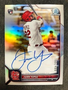 2022 Bowman Chrome Juan Yepez Rookie RC Auto Autograph Card Refractor /499 Rare - Picture 1 of 2
