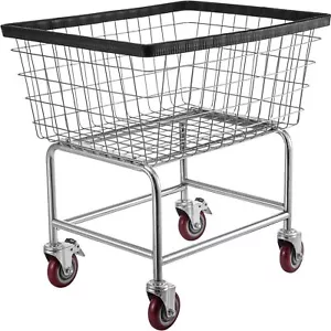 Wire Laundry Cart, 2.5 Bushel Wire Laundry Basket with Wheels, 21''x27''x27.5'' - Picture 1 of 7