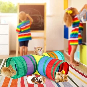 Foldable Pet Cat Tunnel Rabbit Pop Up Rainbow Tunnel Tube Puppy Kitten Play Toy - Picture 1 of 14