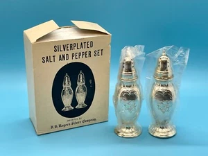 FB Rogers Silver Company Silverplated Salt & Pepper Shakers HF-0914 – NOB! - Picture 1 of 5