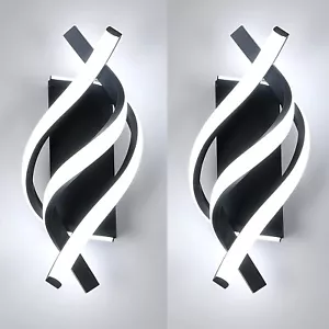 2X Indoor Wall Lights Modern LED Wall Scones 22W Cool White Lamps Curved Bedside - Picture 1 of 11